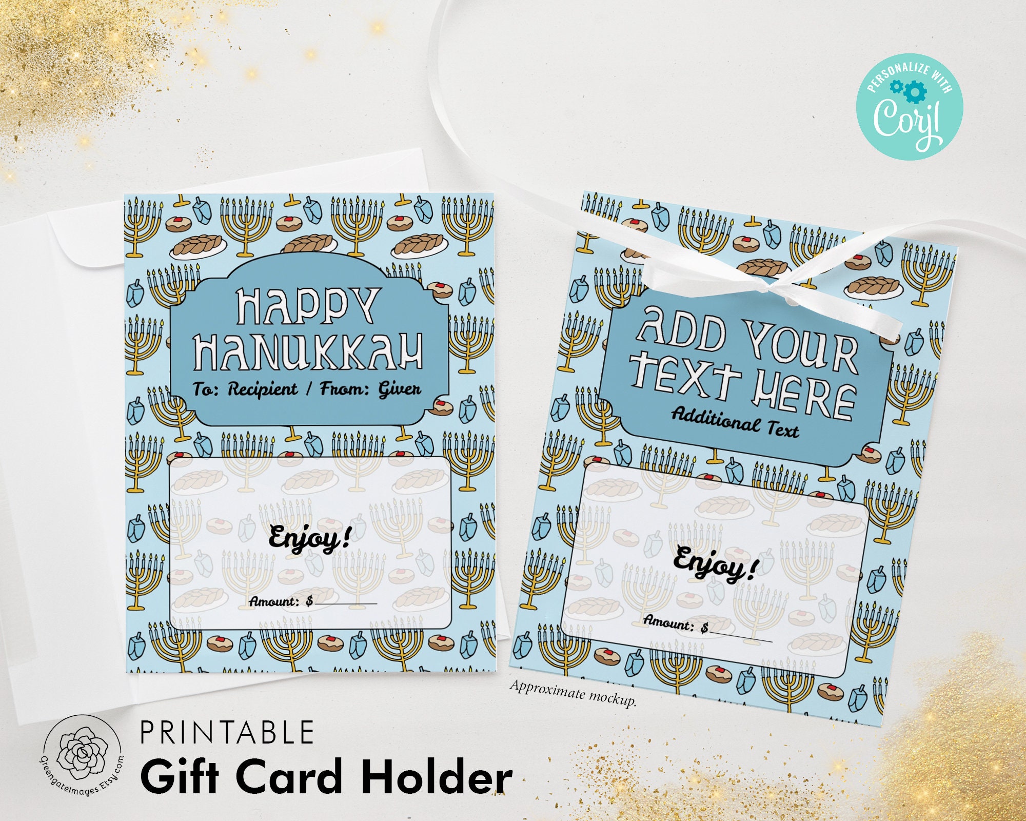 Hanukkah Gift Card Holder Printable Instant Download Edit - Etsy