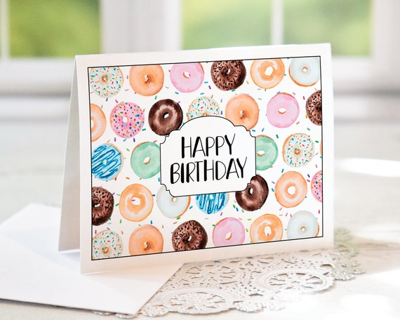Donut Birthday Card PRINTABLE Instant Download PDF. - Etsy