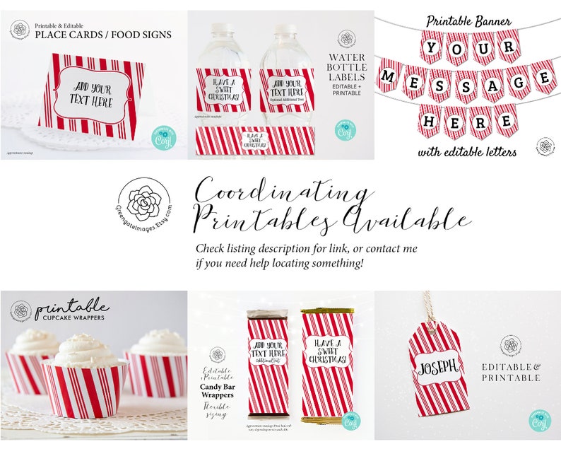 FILLABLE Candy Cane Bingo Template: 50 Cards Printable pdf, editable personalized custom holiday game diy blank Christmas bingo, find guest image 9