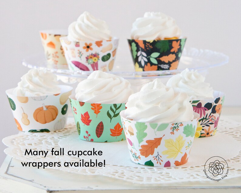 Fall Cupcake Wrappers printable cupcake wrappers beige and Etsy
