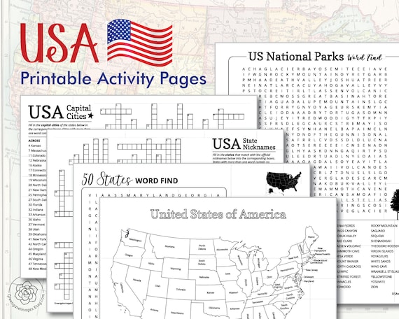 usa activity printables pack kids geography activities etsy sweden