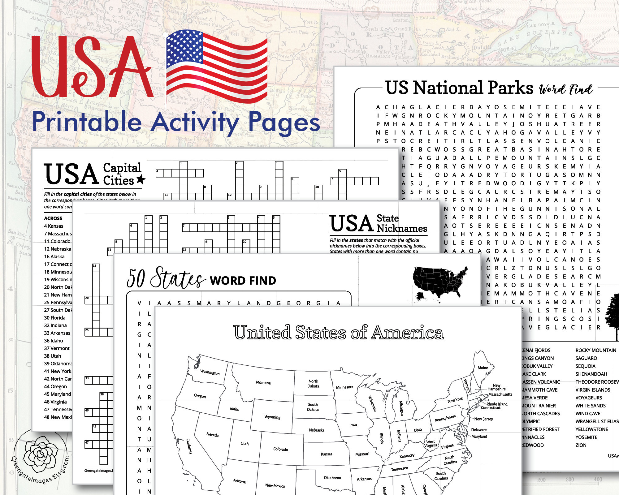 usa activity printables pack kids geography activities etsy sweden