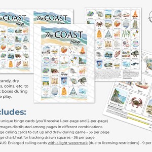Coastal Bingo - 50 PRINTABLE Unique Cards. Instant Digital Download PDF. Beautiful Artwork for ...