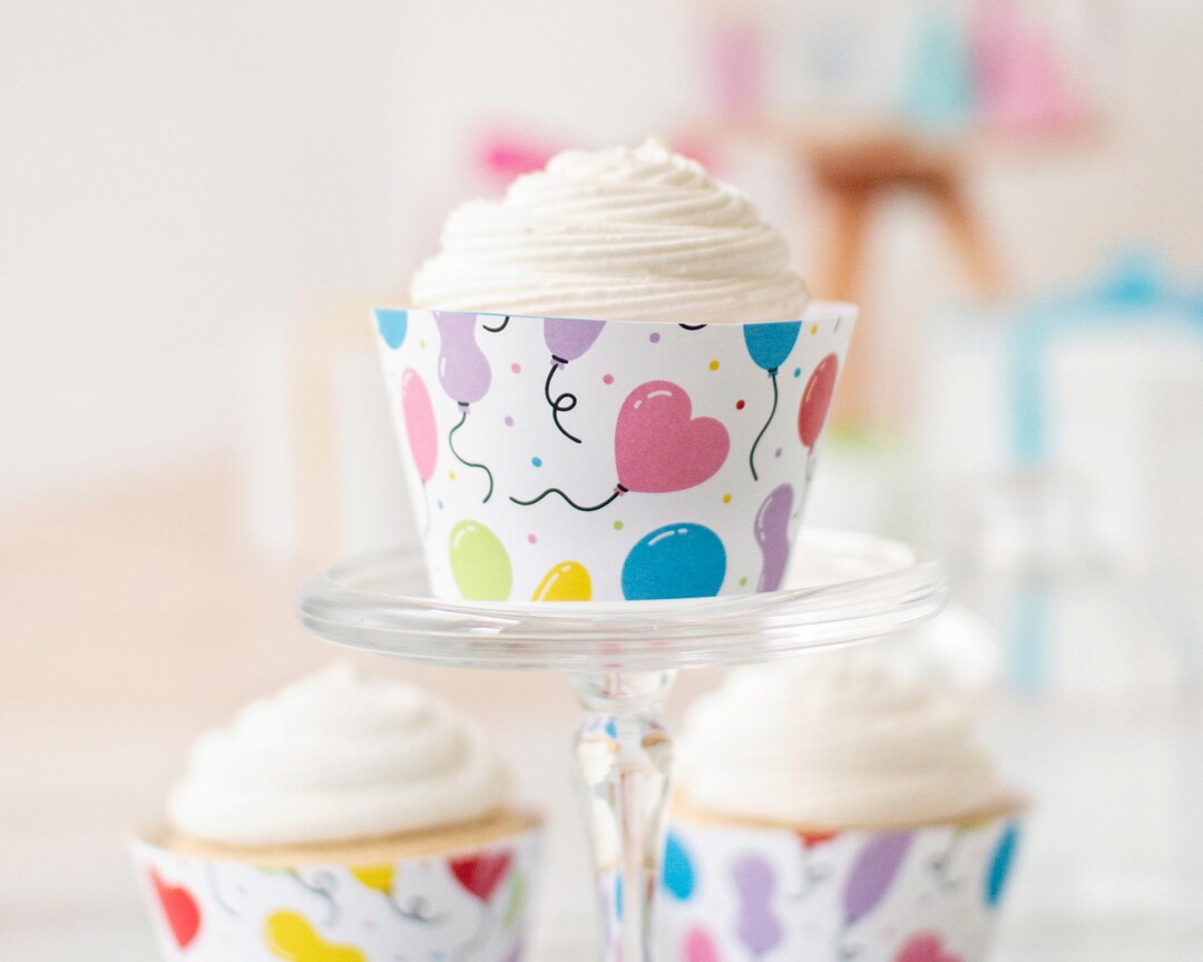 Balloon Cupcake Wrapper - PRINTABLE Sleeves for Decoration. Cute and ...