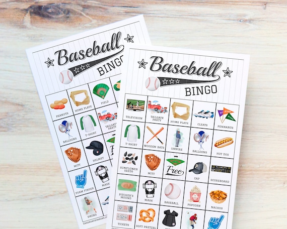 Baseball Bingo: PRINTABLE 50 Cards Bingo Pdf Game T-ball Fan - Etsy