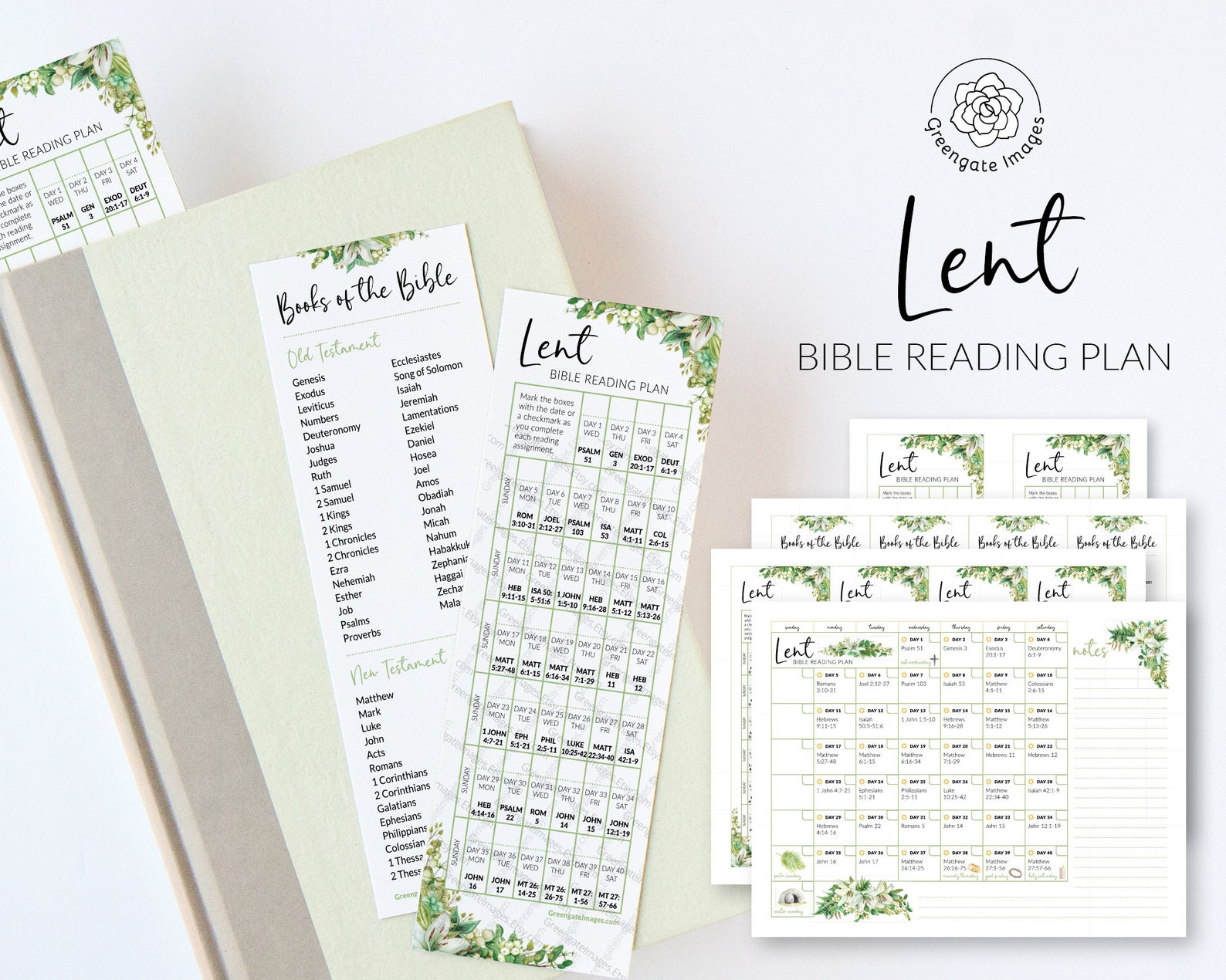 Lent Bible Reading Plan Bookmarks and Calendar Printable Etsy