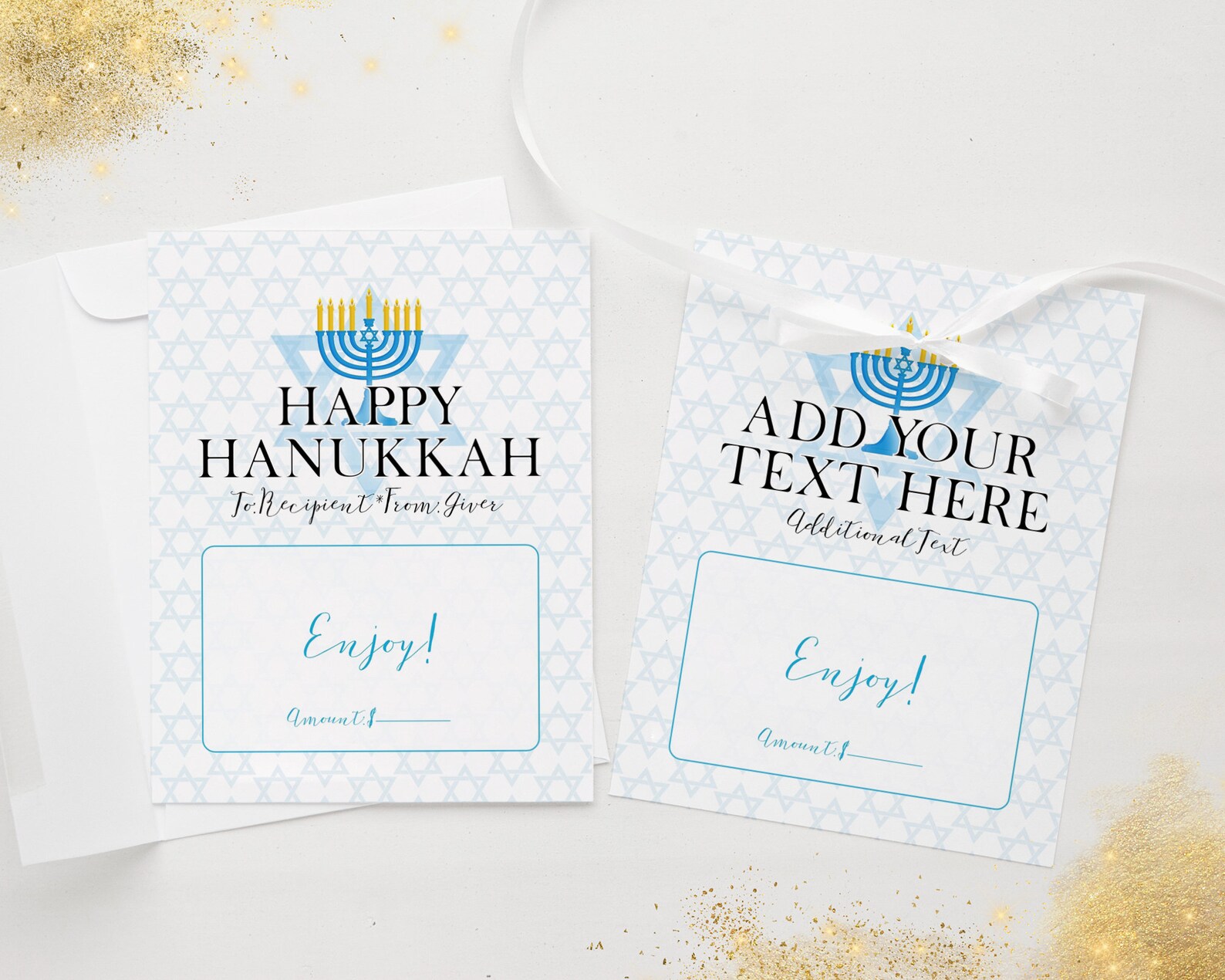 Hanukkah Gift Card Holder Printable Instant Download Edit Etsy