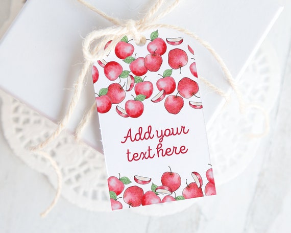 Red Apple Gift Tag Printable Favor Hang Tag Edit Corjl - Etsy