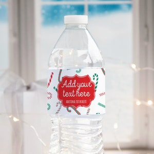Christmas Water Bottle Label - Printable, Corjl Editable, Beverage Wrap ...