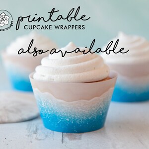 Wave Cupcake Wrapper - Printable Cupcake Wrap, Blue Turquoise ...