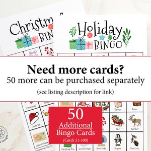 Christmas/Holiday Bingo Cards: Printable bingo, 50 cards, senior citizen activity, kids game, activity, bingo with pictures, color bingo image 7