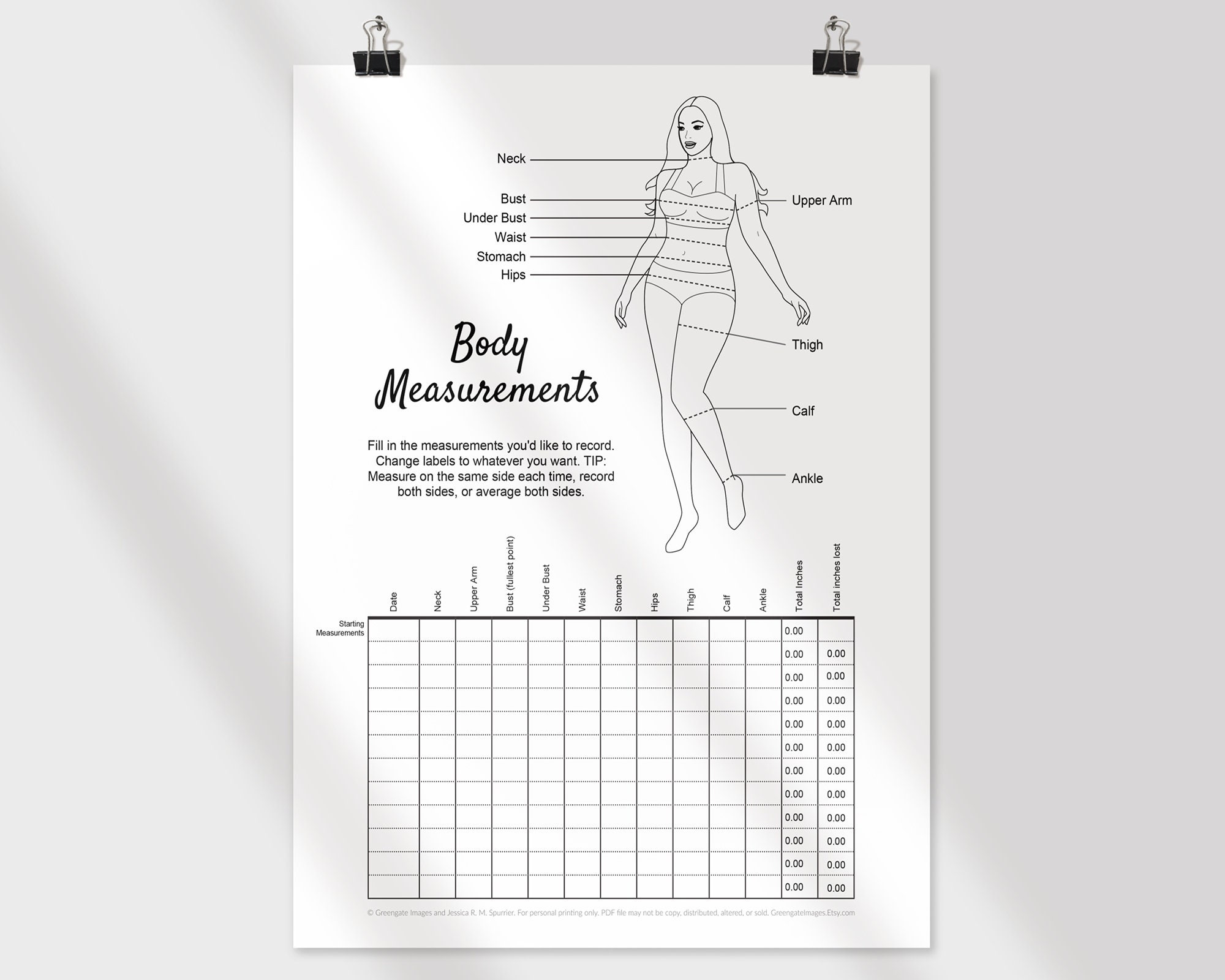 Body Measurement Chart: Weekly Body Measurement Tracker Book for Women &  Girls to Keep Record Weight Body, Shape and Body Size.