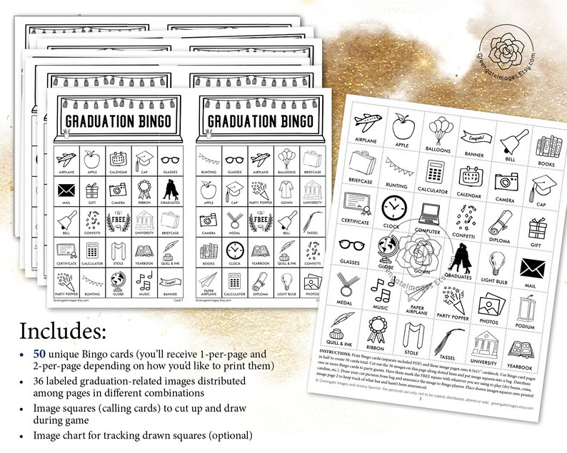 graduation bingo cards printable bingo cards black and etsy