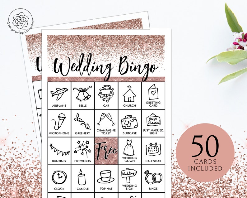 Wedding Bingo Cards: Printable Bingo Cards 50 Cards Bridal | Etsy