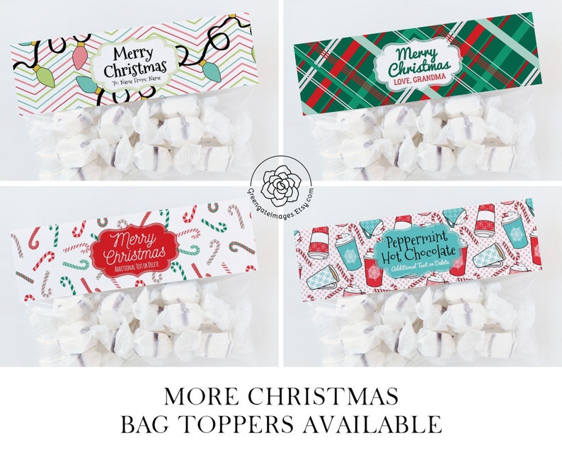 Christmas Bag Toppers PRINTABLE Loot Bag Label Ziplock | Etsy