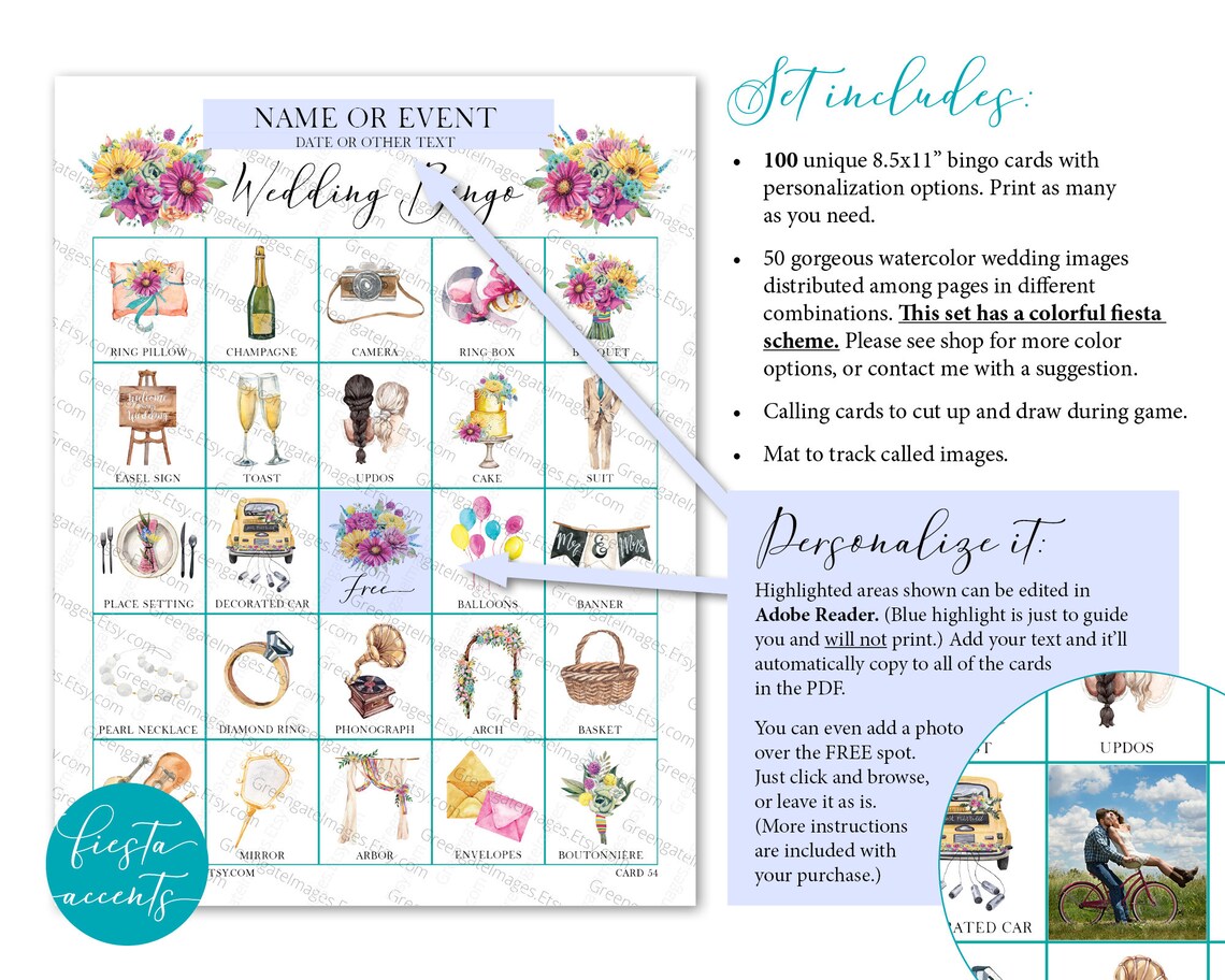 Wedding Bingo Cards 100 Cards PRINTABLE Bingo Pdf Etsy Espa a