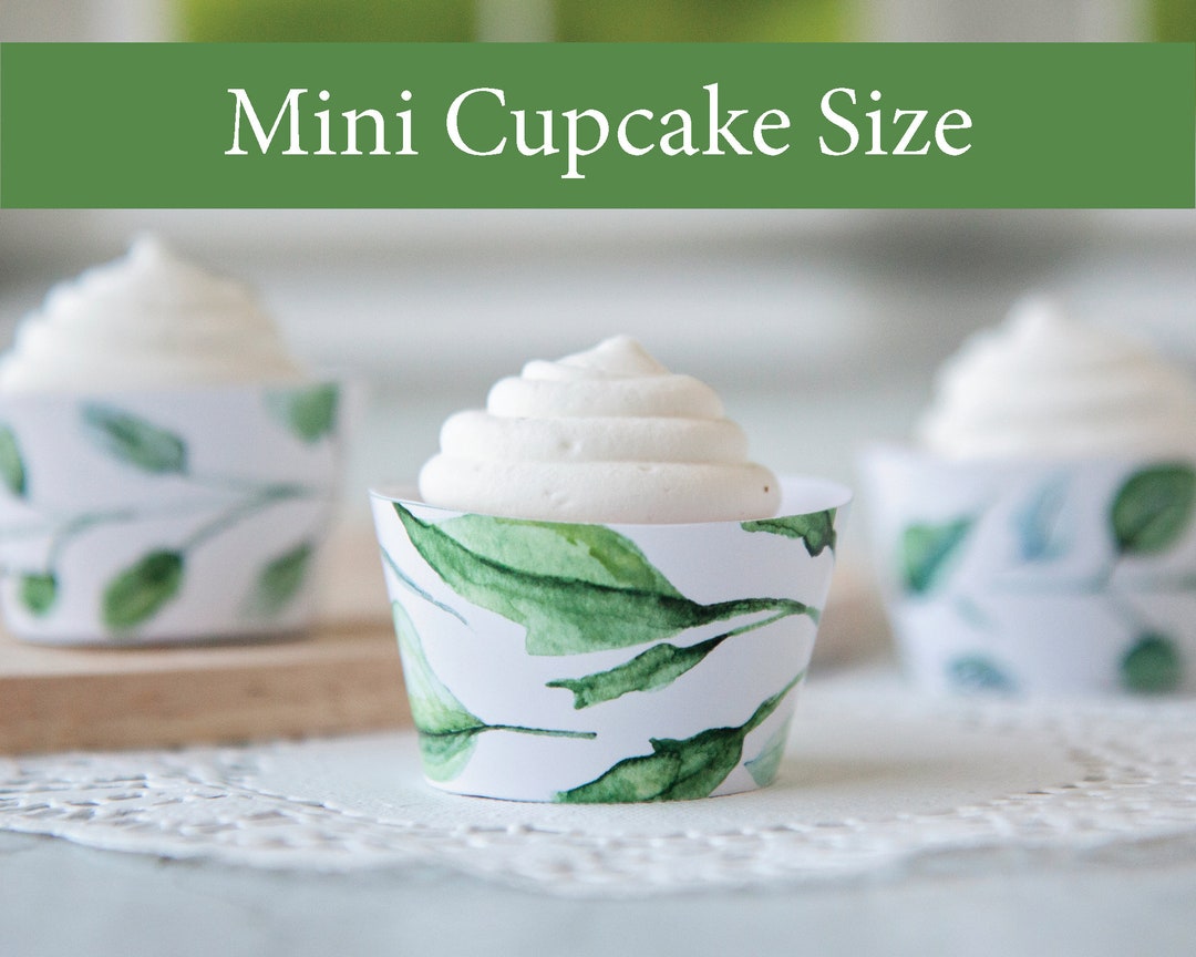 MINI Greenery Cupcake Wrappers - PRINTABLE Wedding Ideas, Watercolor ...