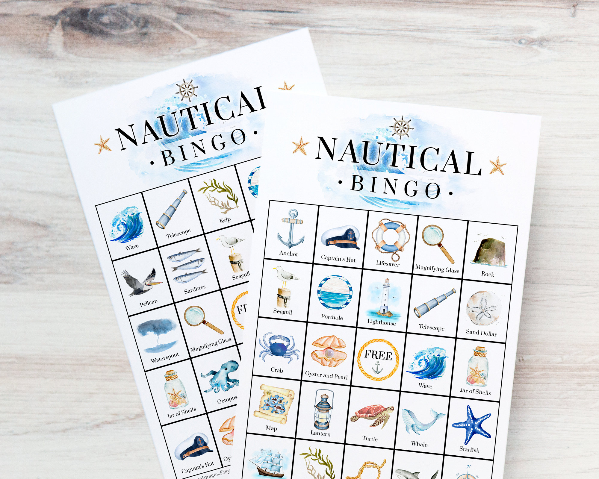 Nautical Bingo PRINTABLE 50 Cards Bingo Pdf Game Party Game Etsy