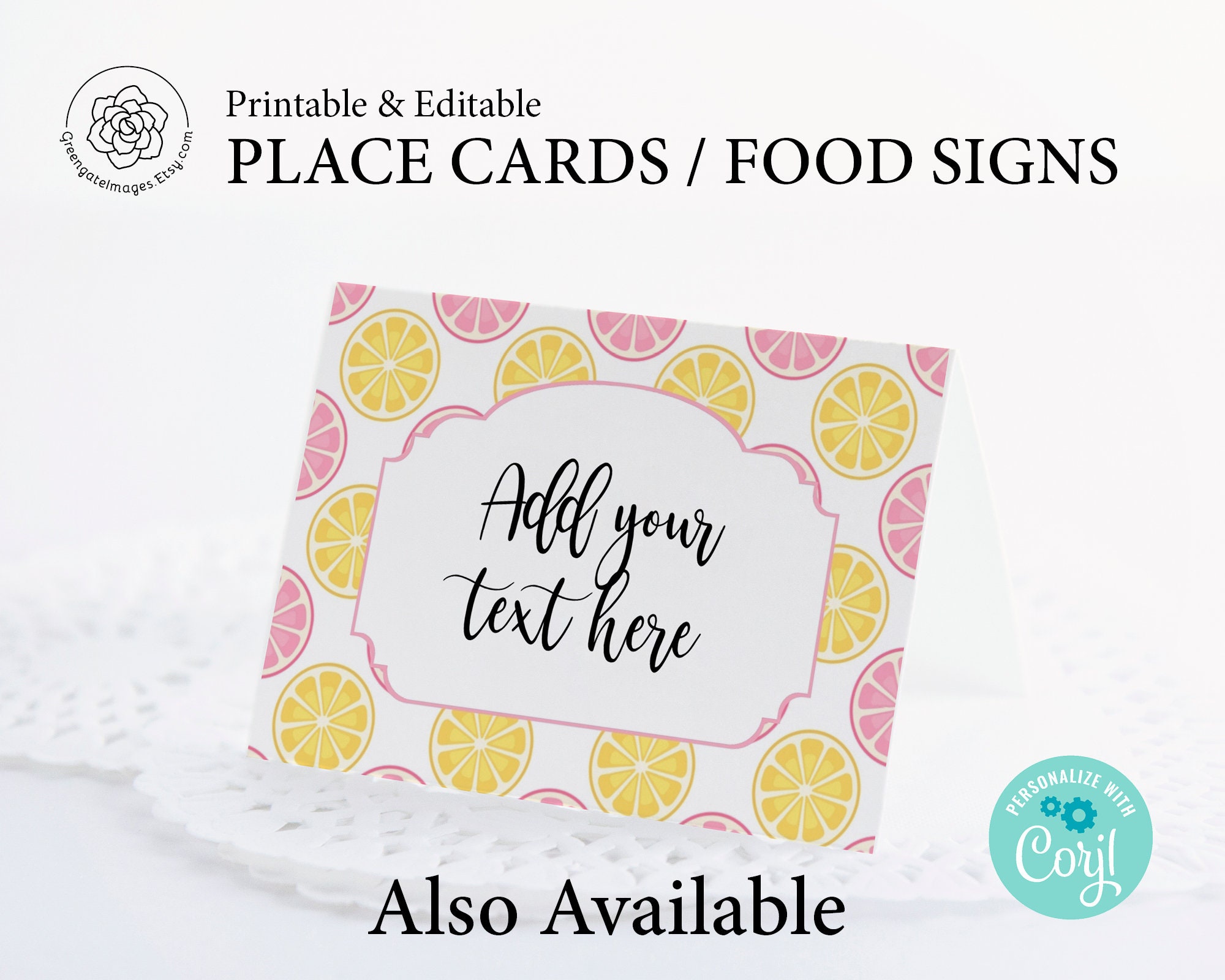 Lemon Printable Banner lemon party bunting pink and yellow | Etsy