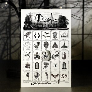Dark Halloween Bingo Karten - 50 DRUCKBARE einzigartige Karten PDF. Große Party-Idee, sauber Erwachsene, Tween, Preteen, Teenager, ältere Kinder gruseliges Spiel.