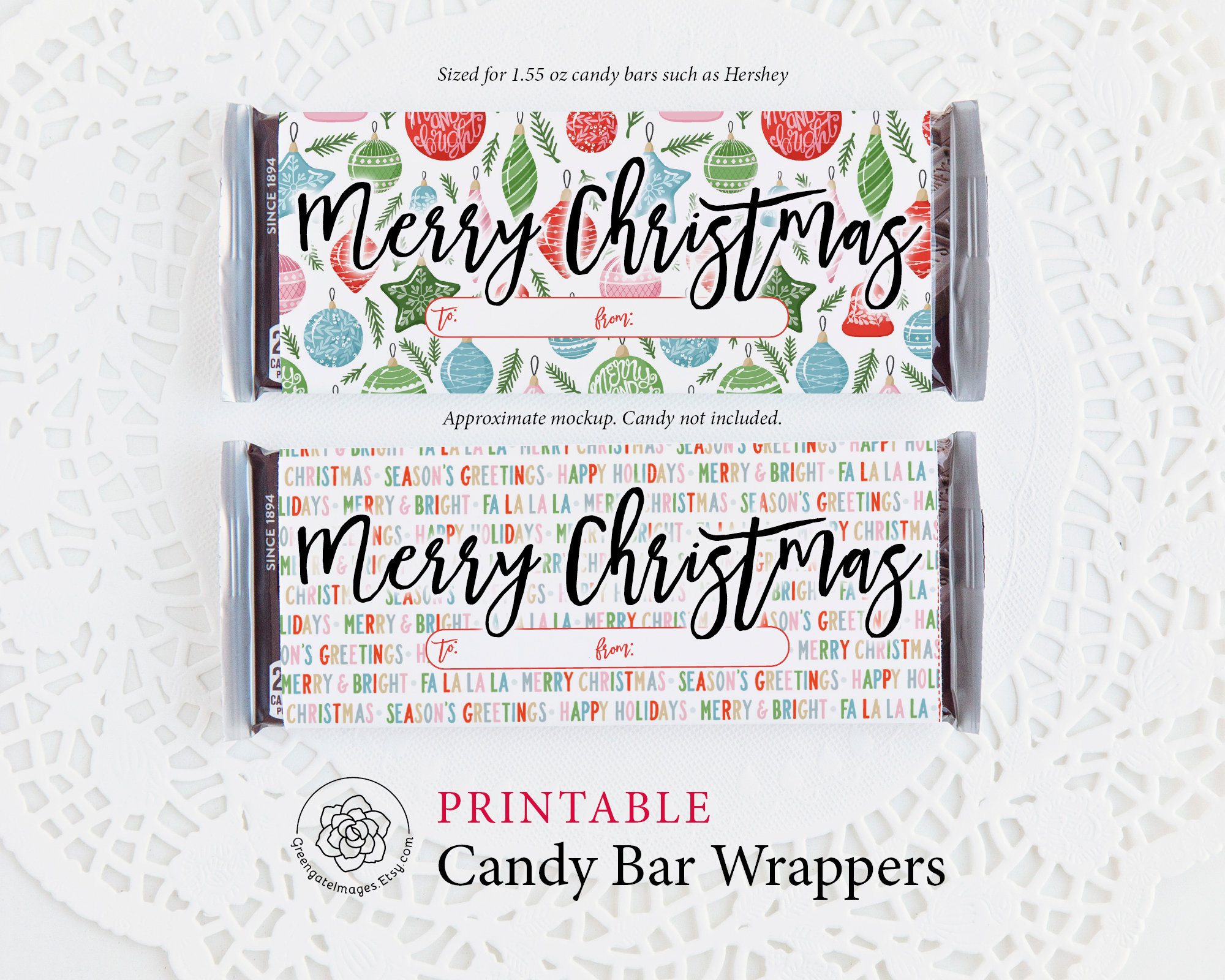 Christmas Candy Bar Wrappers PRINTABLE Hershey bar wrapper - Etsy España