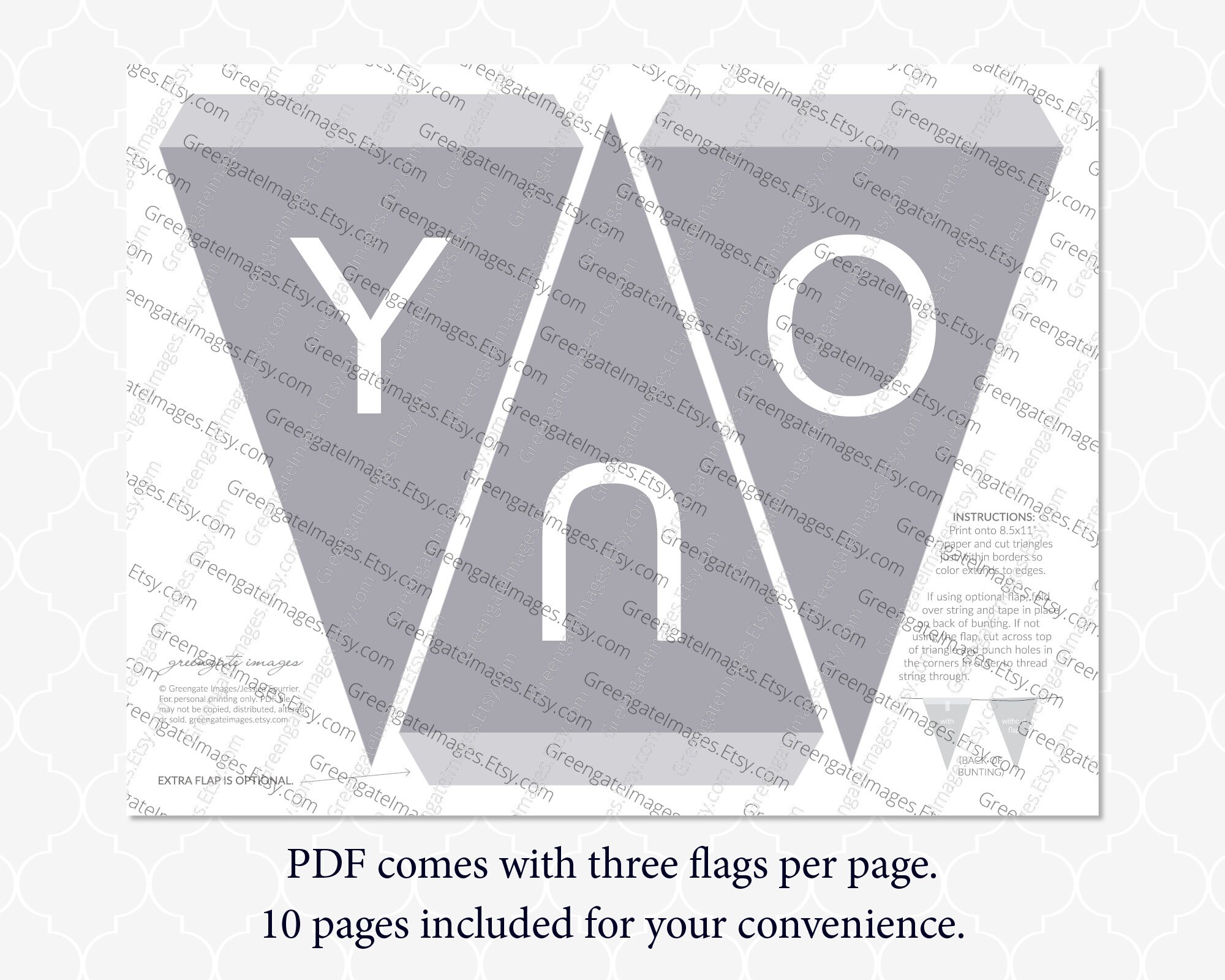 Gray Letter Banner - PRINTABLE, Editable Banner PDF. Instant Digital ...