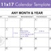 11x17 Calendar Template - Editable Landscape Calendar, Any Month, A3 ...