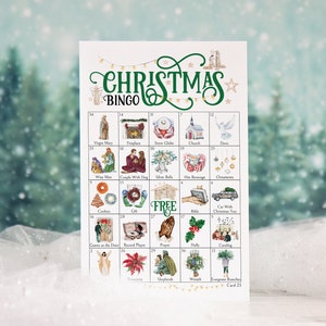 CHRISTIAN Christmas Bingo - 50 AFDRUKBARE unieke kaarten. Directe download pdf. Kerst-/adventsactiviteit voor kerkgroepen en religieuze evenementen.