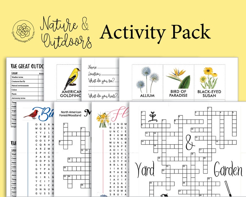Nature Activity Printables Pack homeschool printables | Etsy