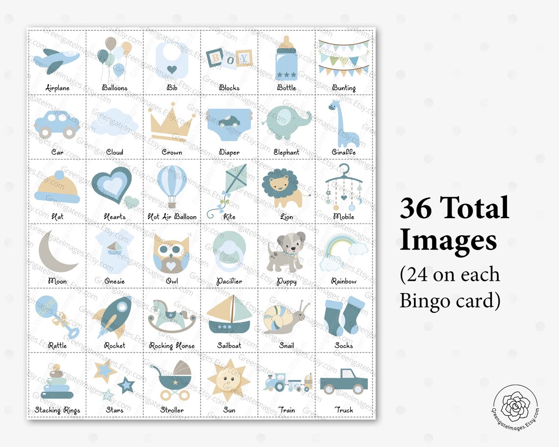 Baby Boy Bingo Cards: PRINTABLE Bingo Cards Baby Shower - Etsy