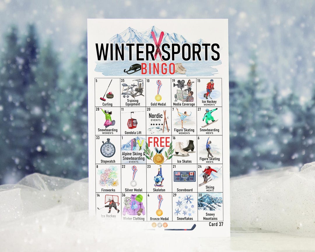 Winter Sports Bingo - 50 PRINTABLE Unique Cards. Instant Digital ...