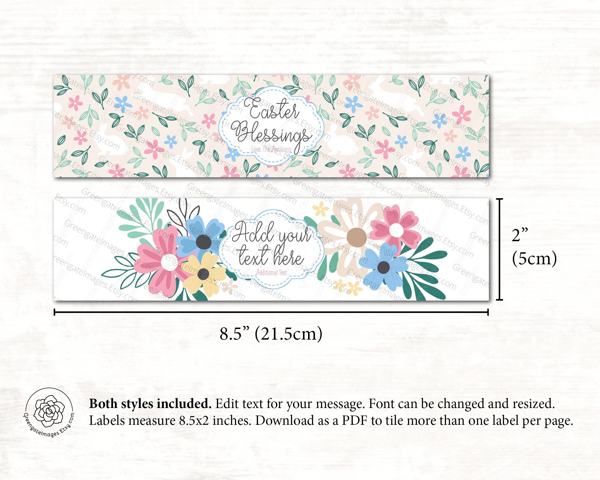 Easter Water Bottle Label printable corjl editable | Etsy