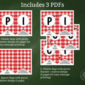 Picnic Letter Banner - Editable Printable Message Bunting, Red and ...