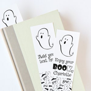 Halloween Ghost Bookmark - PRINTABLE Editable in Corjl, Book Club, Library Printable, Custom Bookmark, Printable Gift, Trick or Treat Ideas