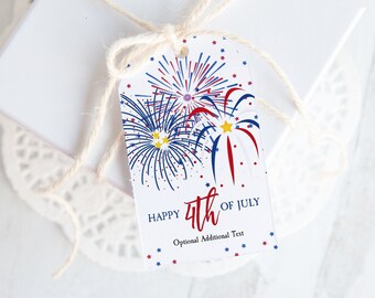 Patriotic Gift Tag - Printable & Corjl Editable // Fireworks Gift Tag // Happy 4th of July // Hang Tag // Multipurpose Tag // Favor Bag Tag