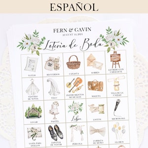 Ivory Lotería de Boda - 100 cartelas de bingo IMPRIMÍVEIS em espanhol. Download em PDF, chá de panela personalizado, recepção, despedida de solteira