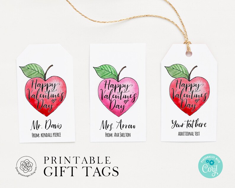 Teacher Valentine's Gift Tags printable gift tag | Etsy