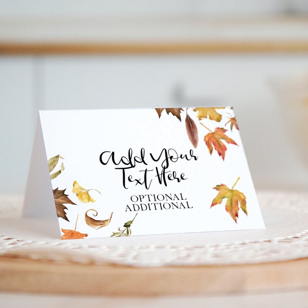 Fall Leaf Place Card - Printable Placecard, Corjl Buffet Cards Food Labels, tent food sign table sign, autumn wedding ideas, fall leaves