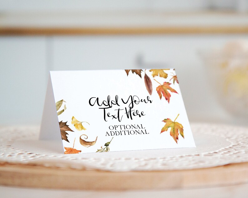 Segnaposto foglia autunnale Segnaposto stampabile, Corjl Buffet Cards Etichette alimentari, cartello da tavolo per cibo da tenda, idee per matrimoni autunnali, foglie autunnali immagine 1