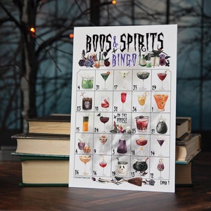 Jeu de bingo à cocktail d'Halloween - 50 cartes uniques à imprimer. PDF à téléchargement numérique instantané. Activité amusante pour adultes, enterrement de vie de jeune fille.