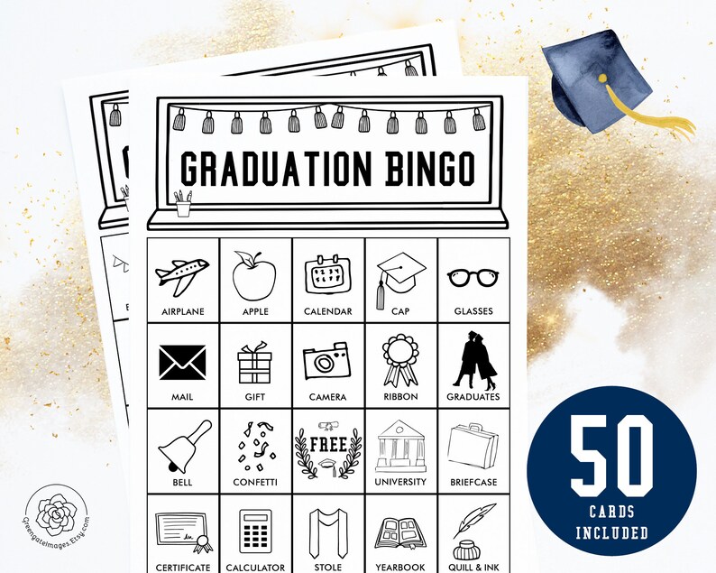graduation bingo cards printable bingo cards black and etsy