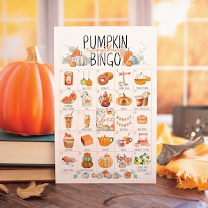 Bingo citrouille - 50 cartes uniques IMPRIMABLES. PDF à téléchargement numérique instantané. Activité amusante pour l'automne/l'automne, petites fêtes de citrouilles, douches.