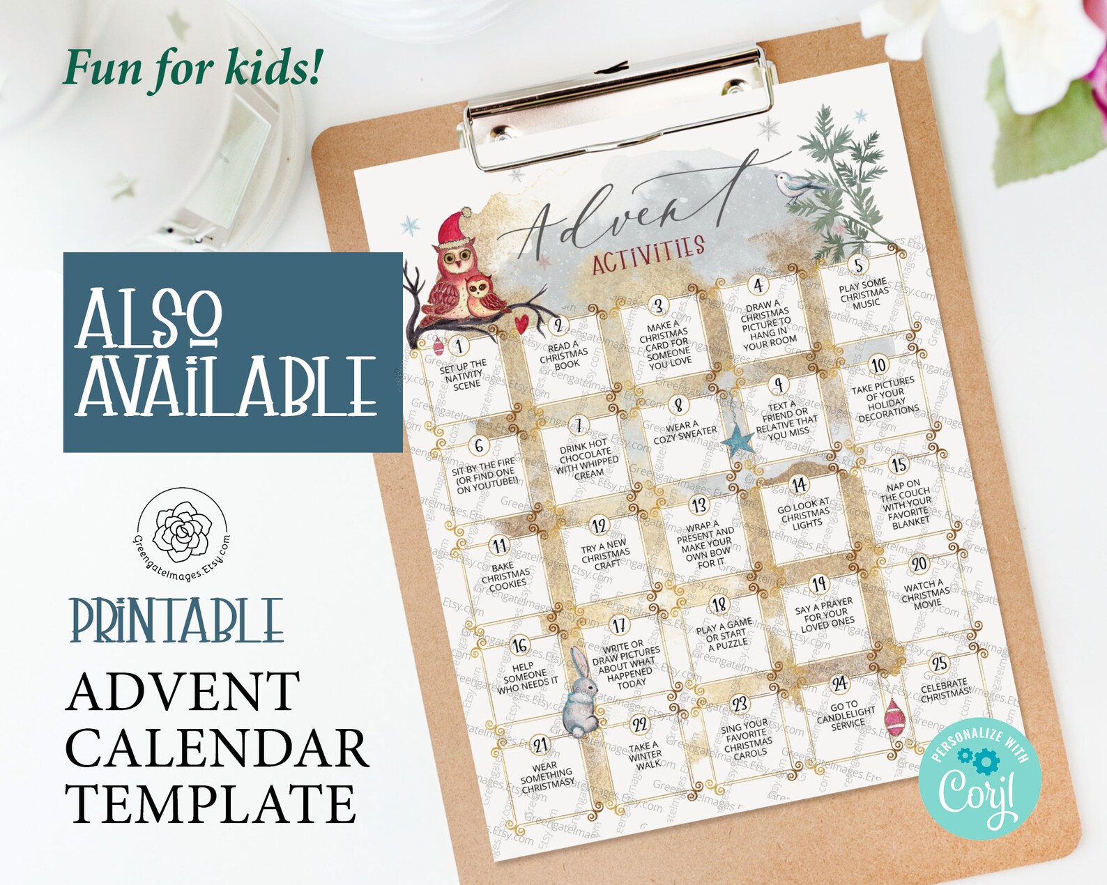 PRINTABLE Advent Calendar Kids Advent Calendar Template | Etsy