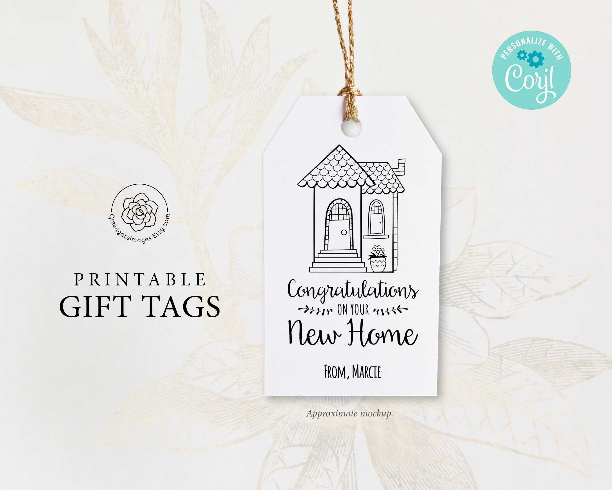 Housewarming Gift Tag printable gift tag editable corjl | Etsy