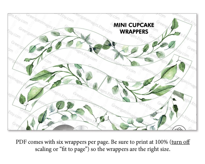 MINI Greenery Cupcake Wrappers PRINTABLE Wedding Ideas - Etsy