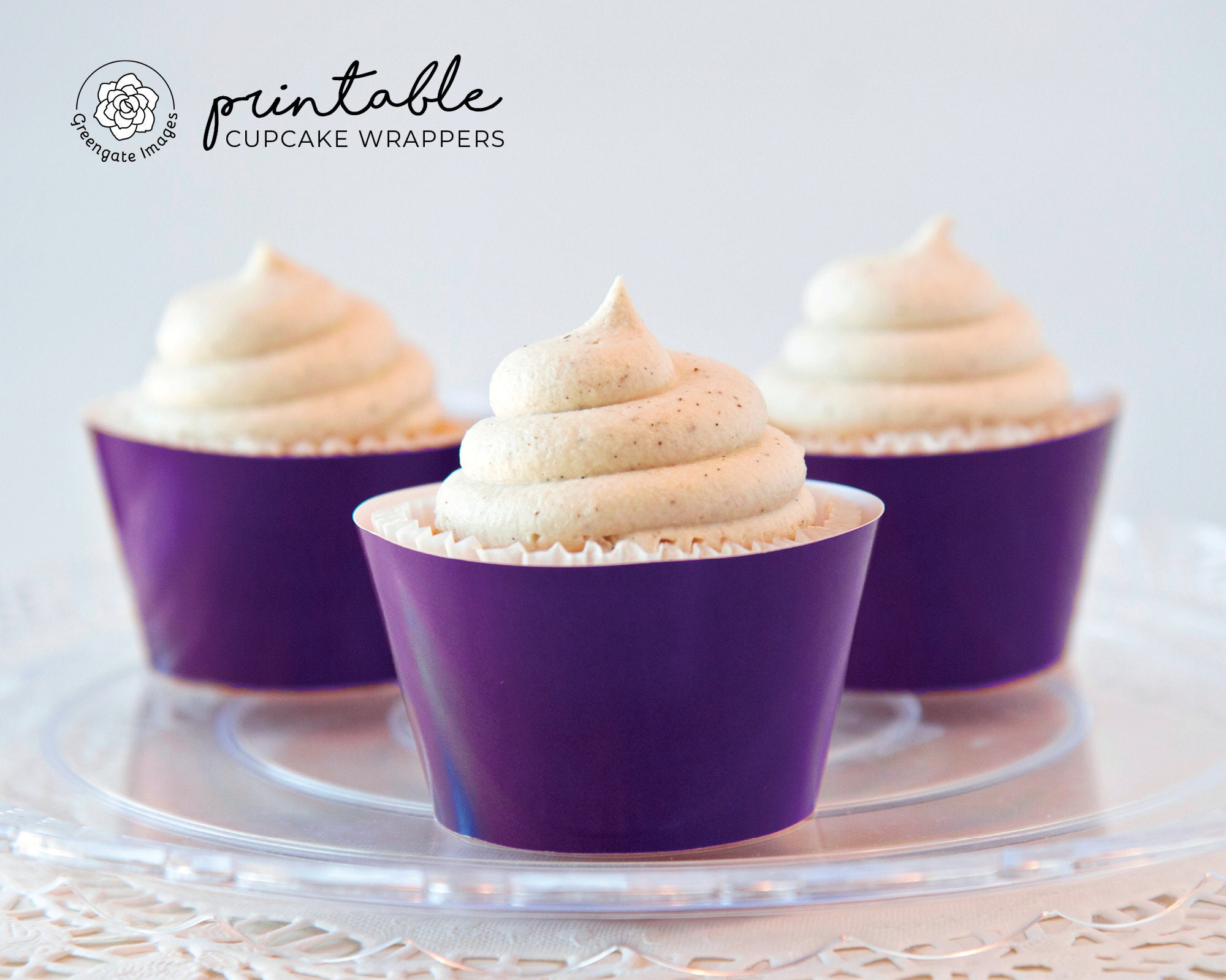 Solid Purple Cupcake Wrapper - PRINTABLE Digital Download PDF. Classic ...