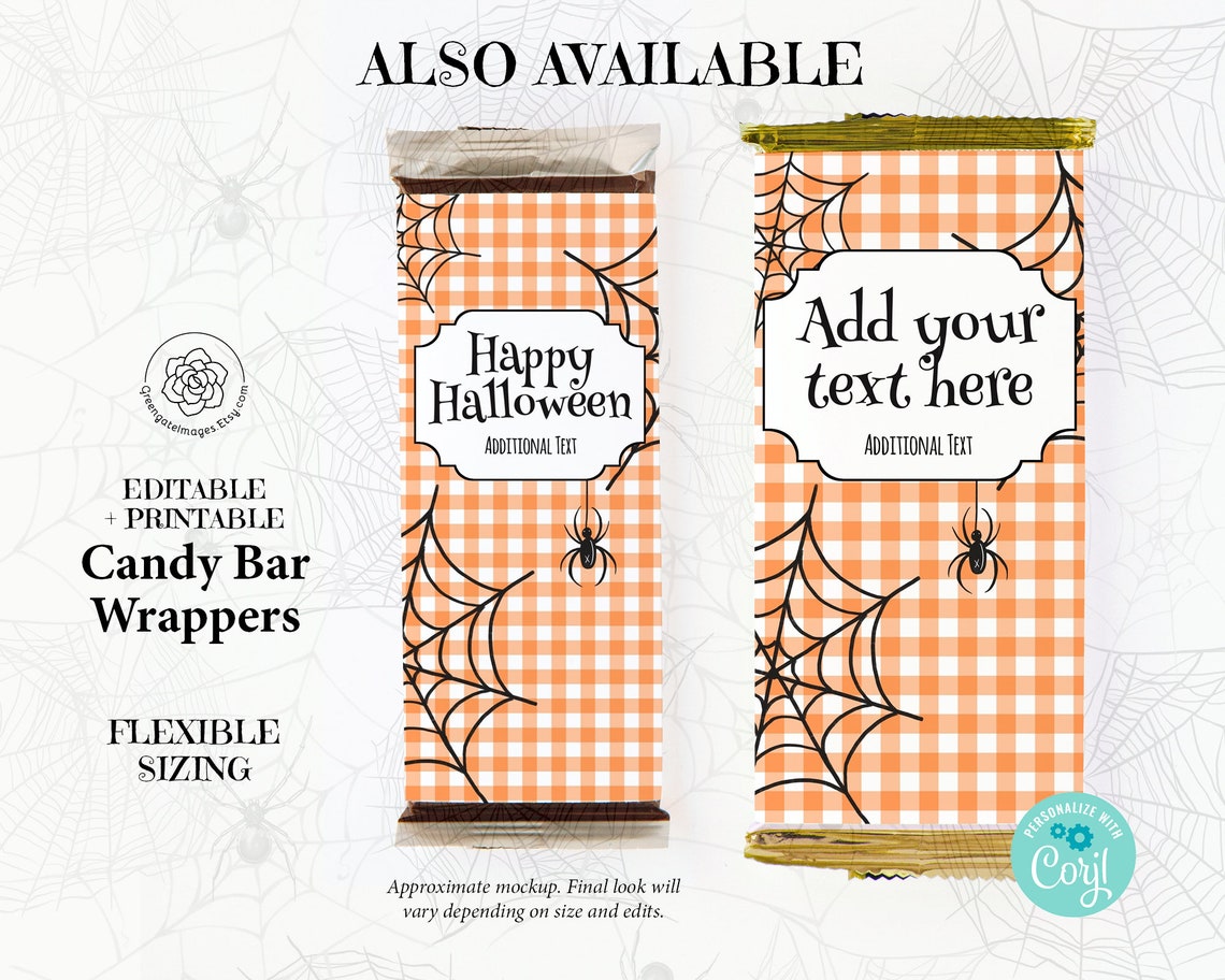 Halloween Candy Bar Wrappers PRINTABLE Hershey Bar Wrapper | Etsy