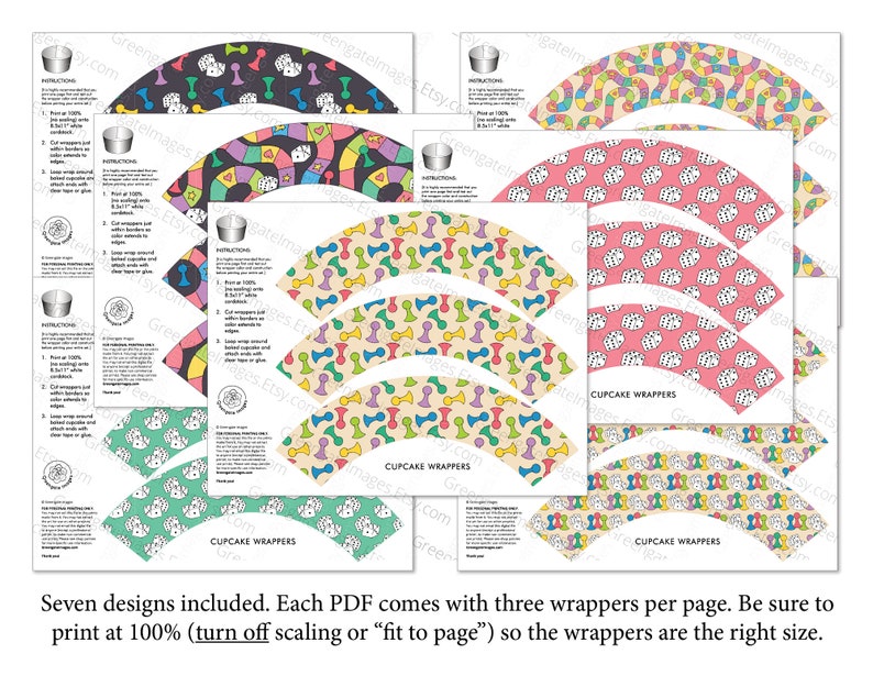 BUNDLE Board Game Cupcake Wrappers - PRINTABLE Instant Download PDF ...