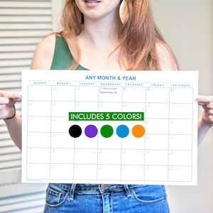 11x17&quot; Editable Calendar Templates - Landscape calendars, set of different colors, A3 tabloid ledger paper, large printable wall calendar