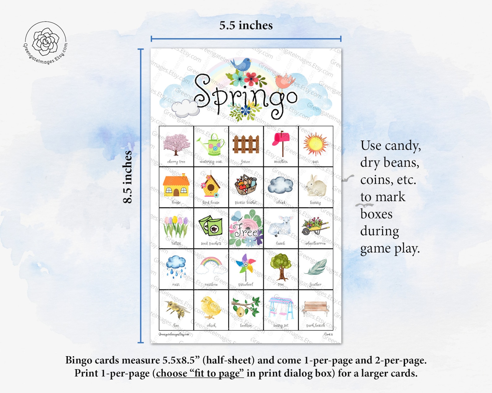 Spring Bingo Cards Printable Bingo 50 Cards Senior Citizen Etsy Canada